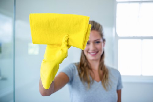 Local cleaning team preparing a flat for handover in N7